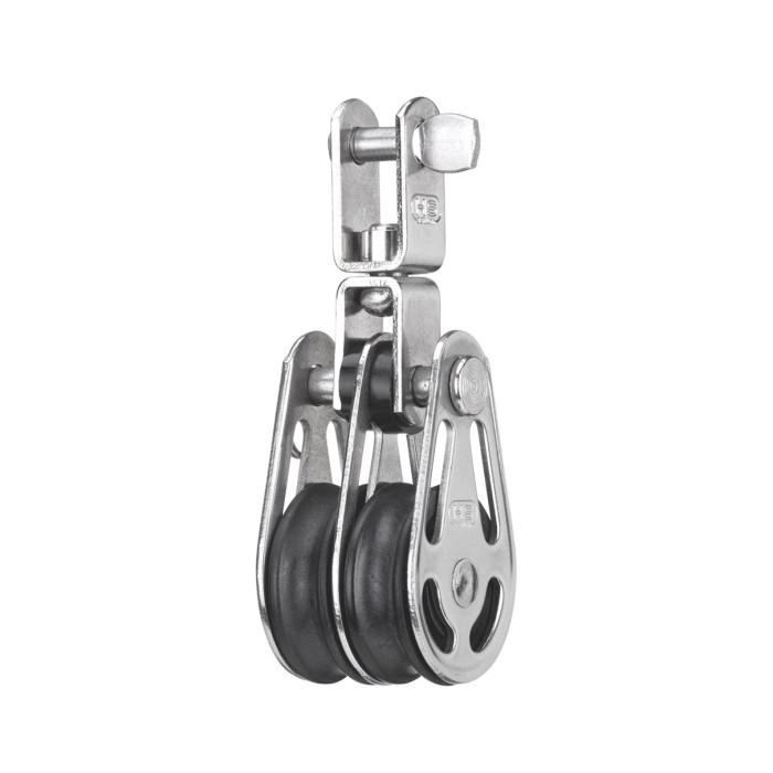 Sprenger Block 6mm mit Gleitlager mit 2 Rollen Gabel und Wirbel Edelstahl-304 (A2) main product photo