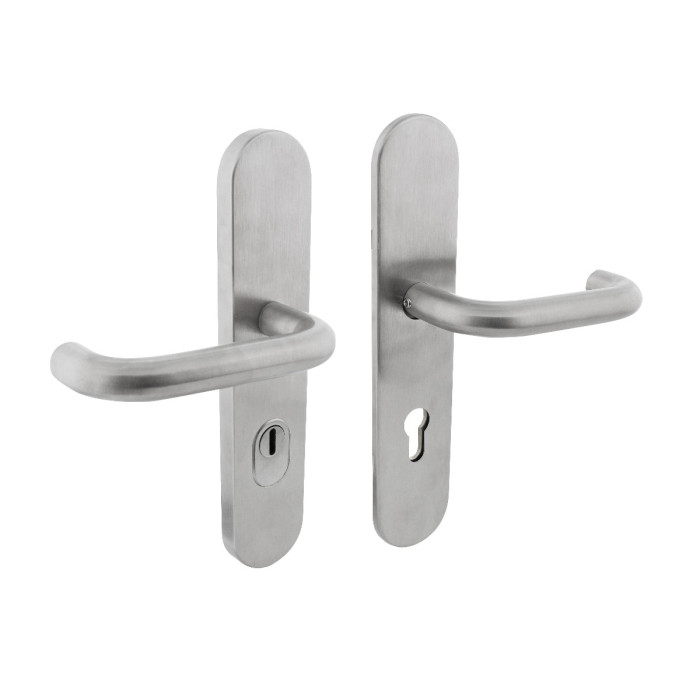 Intersteel Sicherheitsbeschlag SKG*** mit Zylinderloch 72 mm Hintertürbeschlag Edelstahl gebürstet main product photo