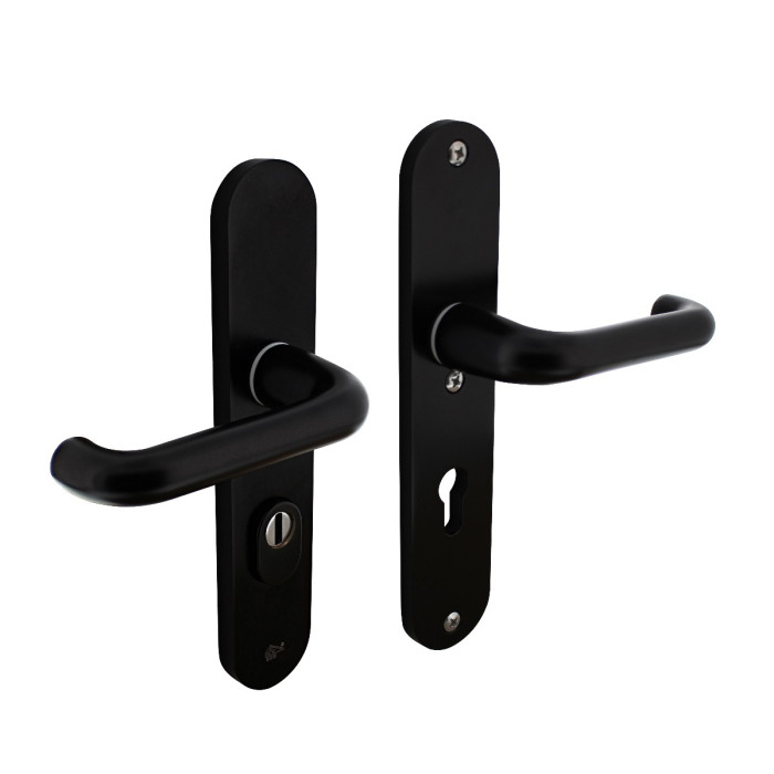 Intersteel Sicherheitsbeschläge SKG*** Drücker/Drückerprofilzylinder 72 mm mit Zylinderschutz Aluminium schwarz main product photo