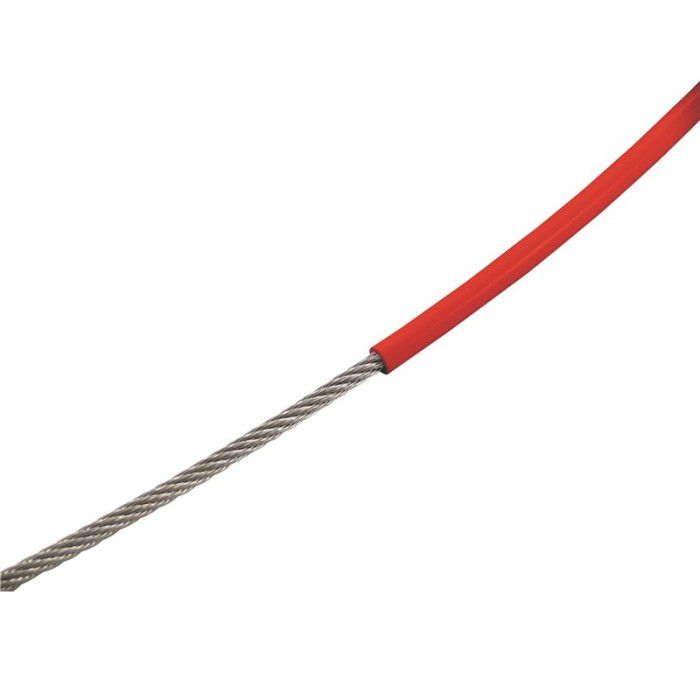 Edelstahldrahtseil 7x7 sZ PVC farbig ummantelt 3/5 mm rot RAL 3000 (1.000m) Edelstahl-316 (A4) main product photo