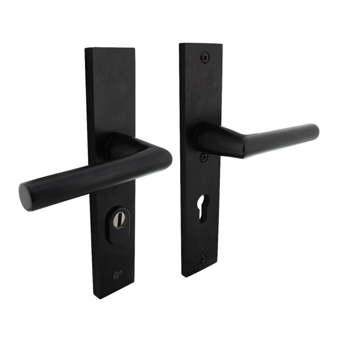 Intersteel Sicherheitsbeschlag mit Zylinderschutz SKG*** Profilzylinder 72 mm rechteckig Hintertürbeschlag schwarz main product photo