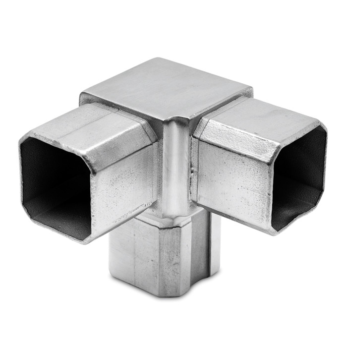 Vierkantrohr Verbinder 90° mit 1 Abzw. 90° Kyara Edelstahl Design Material Edelstahl 35 x 35 mm main product photo