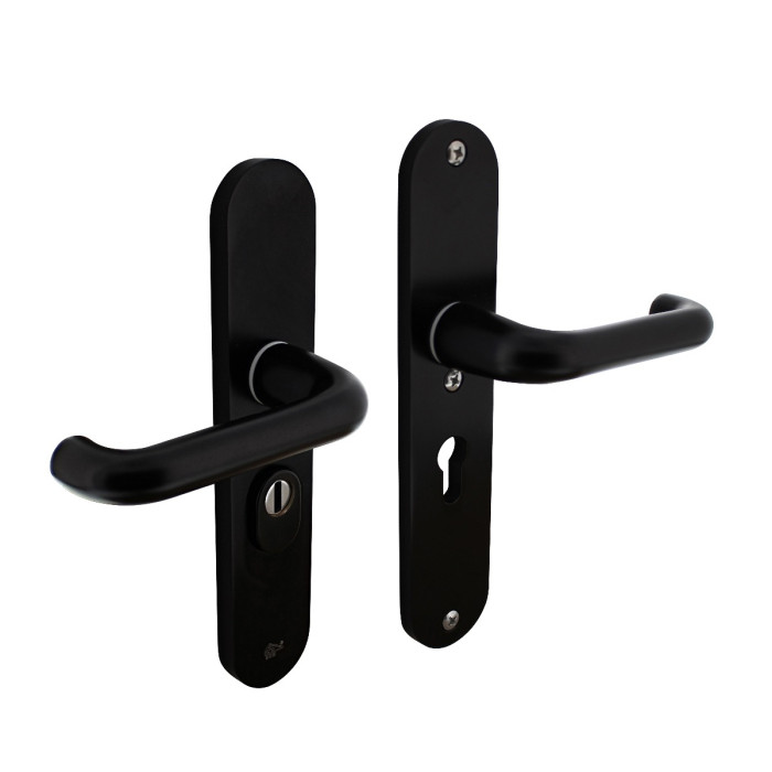 Intersteel Sicherheitsbeschläge SKG*** Drücker/Drückerprofilzylinder 55 mm mit Zylinderschutz Aluminium schwarz main product photo