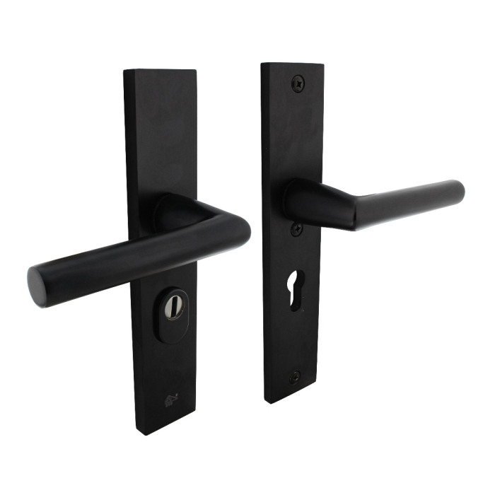 Intersteel Sicherheitsbeschlag mit Zylinderschutz SKG*** Profilzylinder 55 mm rechteckig Hintertürbeschlag schwarz main product photo