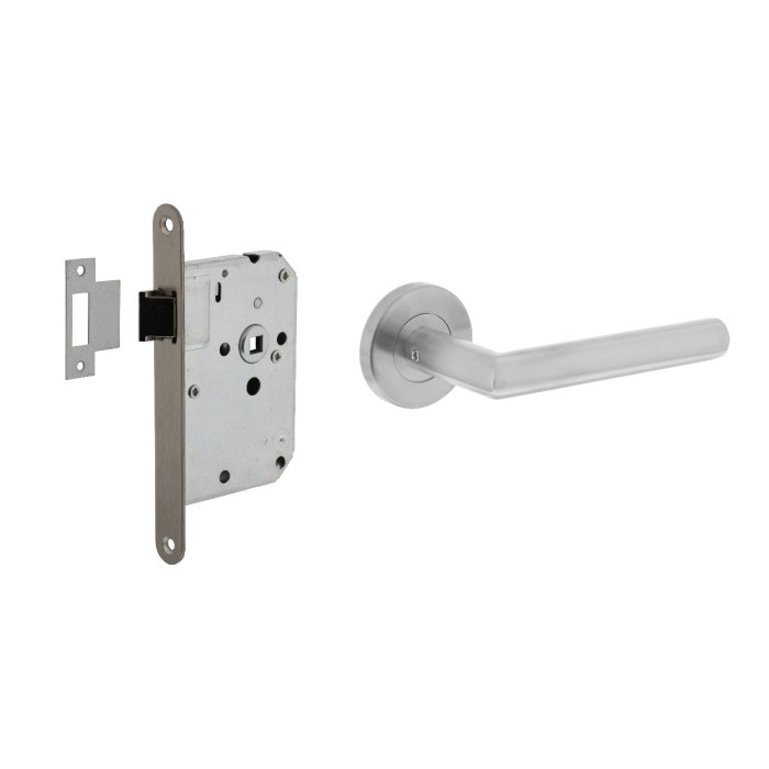 Intersteel Türbeschlagset Zylinderschloss Edelstahl + Türgriff Winkel 90° Edelstahl main product photo