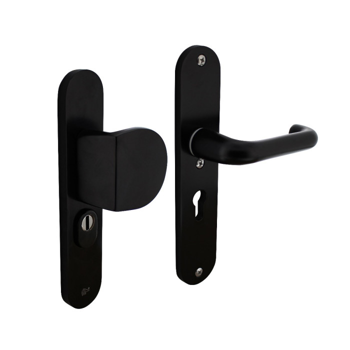 Intersteel Sicherheitsbeschläge SKG*** Drücker/Drückerprofilzylinder 55 mm mit Zylinderschutz Aluminium schwarz main product photo
