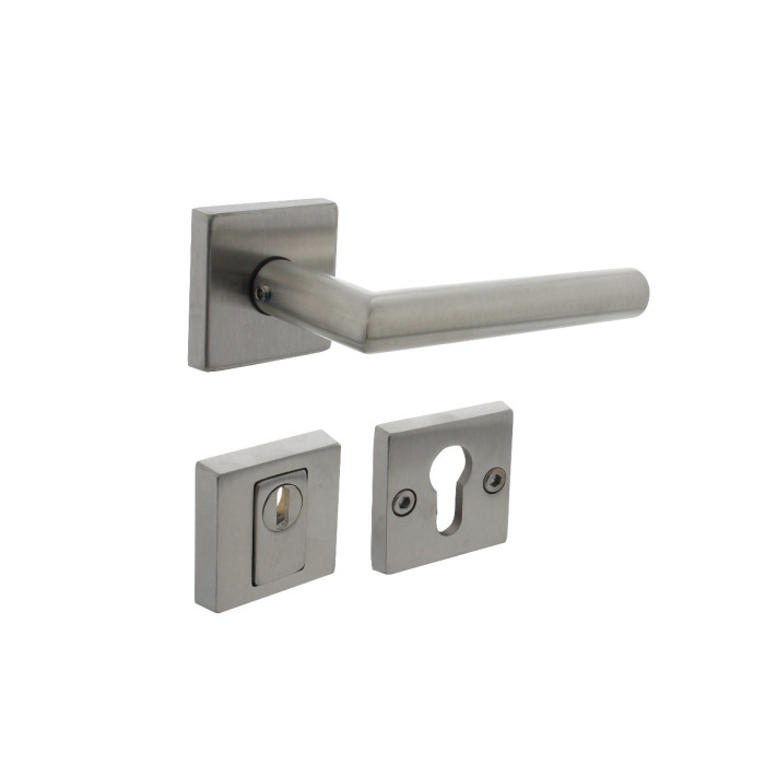 Intersteel Set Hintertürbeschlag quadratisch SKG*** mit Kernziehschutz Edelstahl gebürstet main product photo
