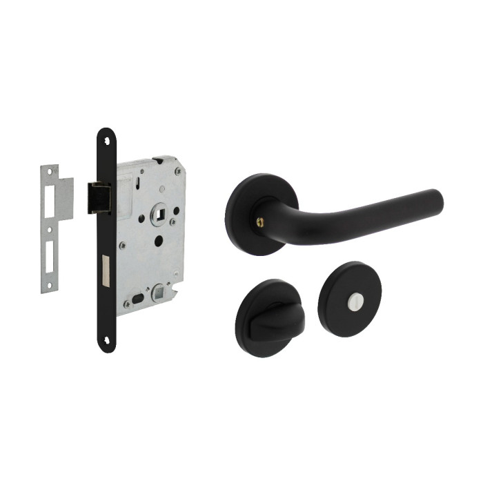 Intersteel Türbeschlagsgarnitur WC-Schloss schwarz mit Türgriff Eucla mit Rosette schwarz main product photo