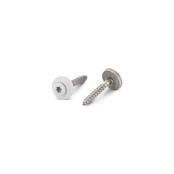 Spenglerschrauben 2tlg. mit DS 15 mm Reinweiß Art. 9087 A2 4,5X20 TX20 - RAL 9010 (200 Stück) main product photo