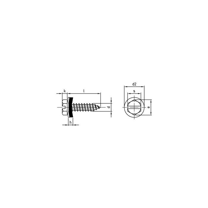 Sechskant-Blechschrauben mit Schlitz DIN 7976 A2 C 4,2X13 SZ, EPDM-Dichtscheibe 12 mm (500 Stück) main product photo
