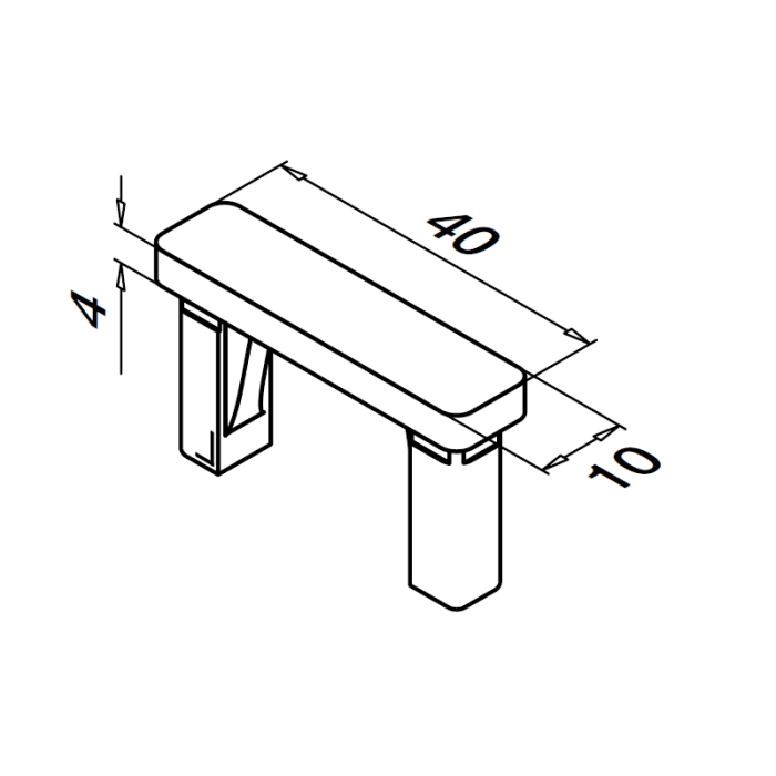 Endkappe flach, 40 x 10 x 1,5 mm, Modell 4732, Edelstahl main product photo