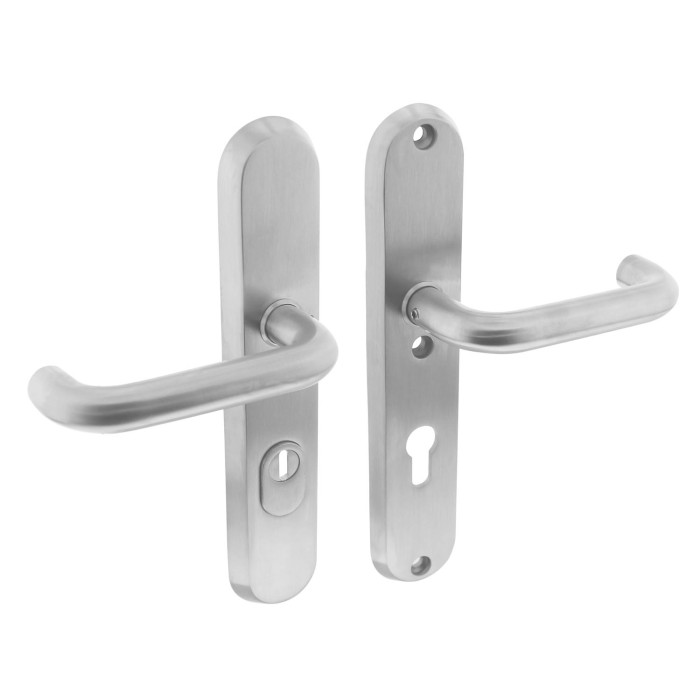 Intersteel Sicherheitsbeschlag SKG*** Profilzylinderloch 72 mm mit Zylinderzug Sicherheits-Hintertürbeschlag Edelstahl gebürstet main product photo