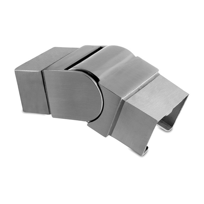 Winkelverbinder 25 bis 55 Grad abwärts für Rohr 60 x 40 mm verstellbar Edelstahl matt poliert Modell 6302 main product photo