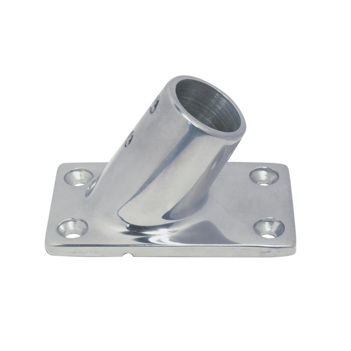 Relingfuß mit rechteckiger Grundplatte 60° 78 x 43 mm für Rohr 22 mm Edelstahl-316 (A4) main product photo