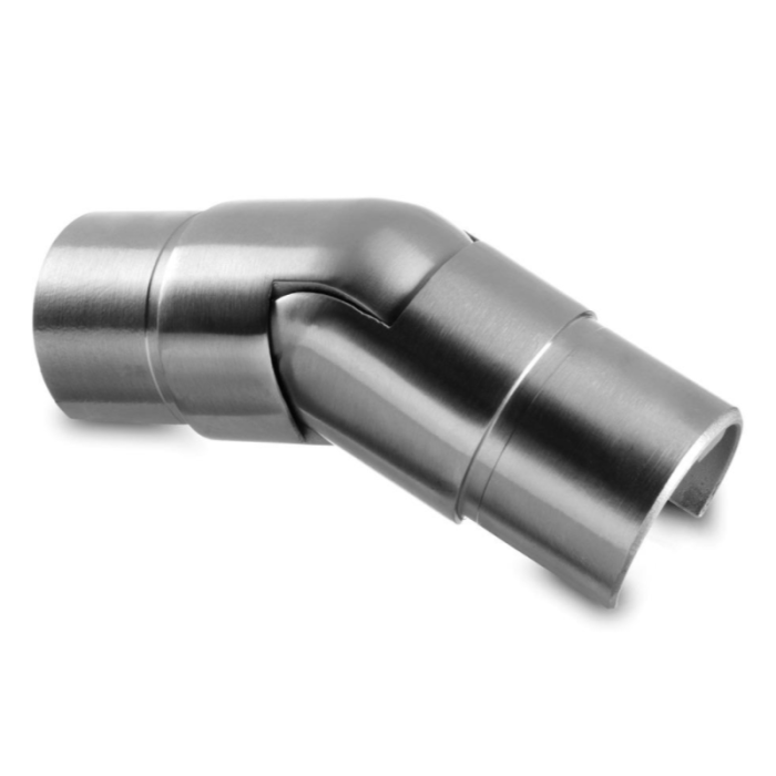 Winkelverbinder 25 bis 55 Grad nach unten für Rohr 42,4 x 1,5 mm verstellbar Edelstahl matt poliert Modell 6302 main product photo