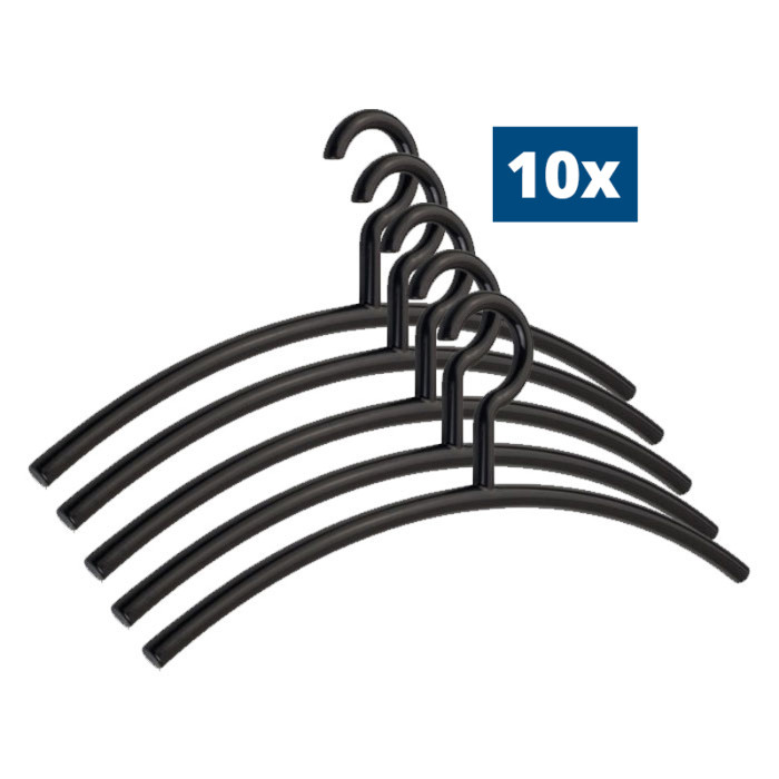 10x Kleiderbügel 15mm, offene Öse, Kunststoff, schwarz main product photo