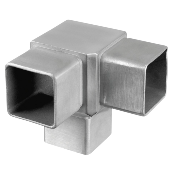 Eckverbinder für Rohr 40 x 40 x 2,0 mm fest Edelstahl matt geschliffen Modell 4304 main product photo