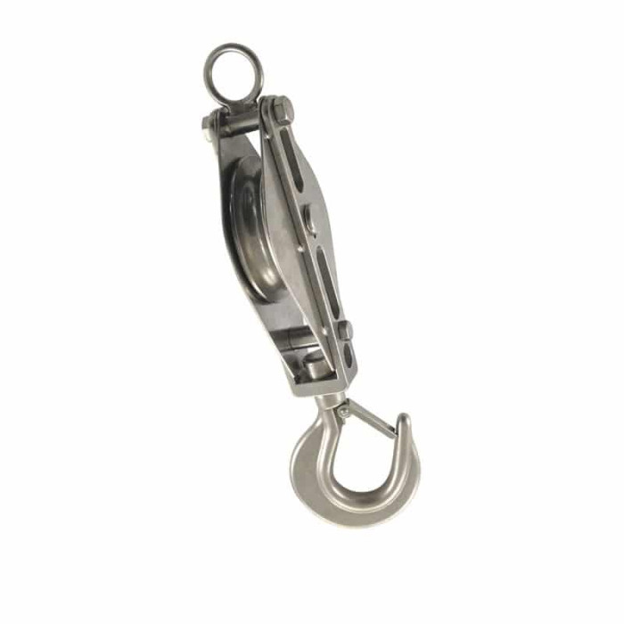 Seil-Block mit Wirbelkarabiner für Seil 15 mm Rolle 75 mm Edelstahl-304 (A2) / MS main product photo