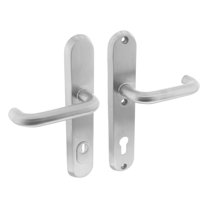 Intersteel Sicherheitsbeschlag SKG*** Profilzylinderloch 92 mm mit Zylinderzug Sicherheits-Hintertürbeschlag Edelstahl gebürstet main product photo