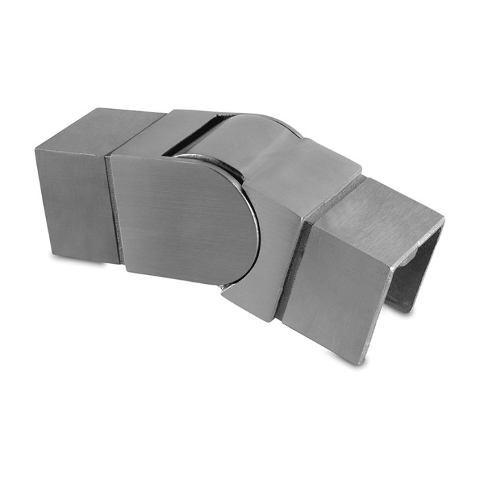 Eckverbinder 25 bis 55 Grad nach unten für Rohr 40 x 40 mm verstellbar Edelstahl matt geschliffen Modell 6342 main product photo