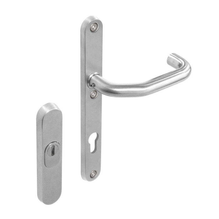Intersteel Sicherheitsbeschlag SKG*** Rosette mit Zylinderschutz, Schildprofil Zylinderloch 92 mm schmal oval innen Edelstahl gebürstet main product photo