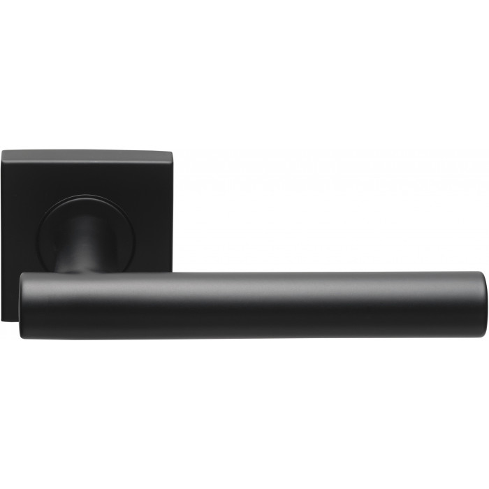 Deurkruk paar BASICS LB7-19BSQR53G deurkruk geveerd op vierkant rozet mat zwart RVS-304 main product photo