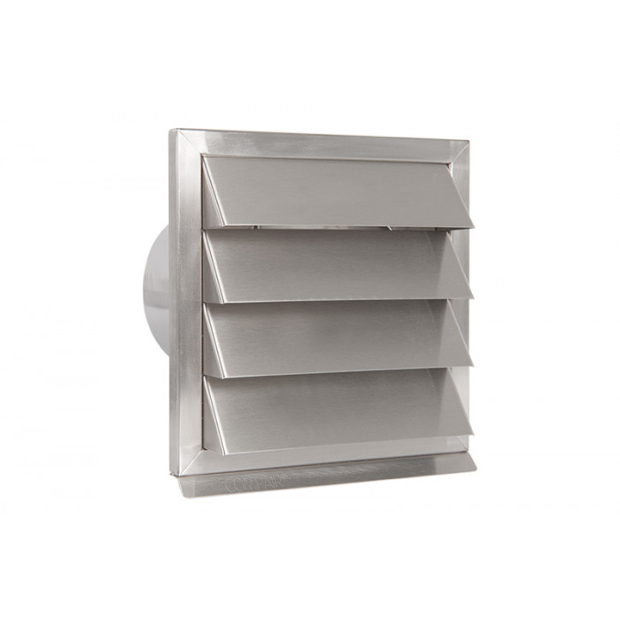 Buitenrooster Eco+ vaste lamellen en terugslagklep Ø150 mm RVS-304 main product photo