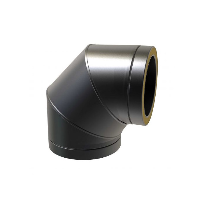 Bocht Ø80 mm 90° voor rookkanaal dubbelwandig RVS-304 zwart gecoat main product photo