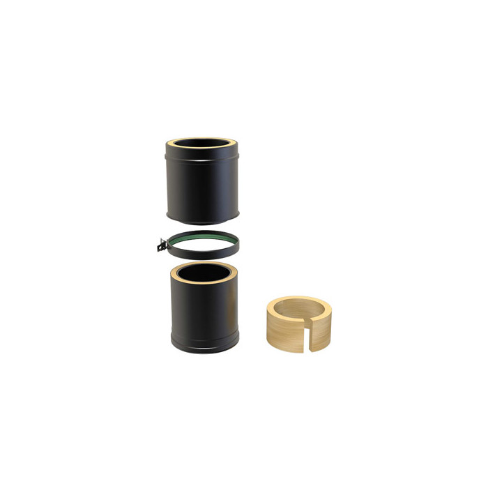 Paspijp Ø80 mm 250 tot 350 mm voor rookkanaal dubbelwandig RVS-304 zwart gecoat main product photo