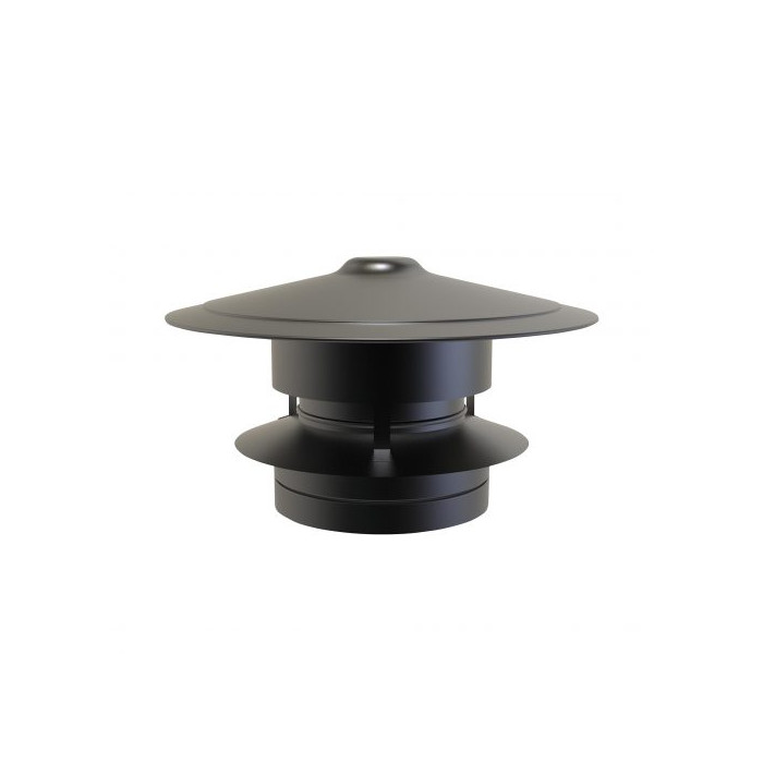 Trekkap Ø80 mm antivalwind voor rookkanaal dubbelwandig RVS-304 zwart gecoat main product photo