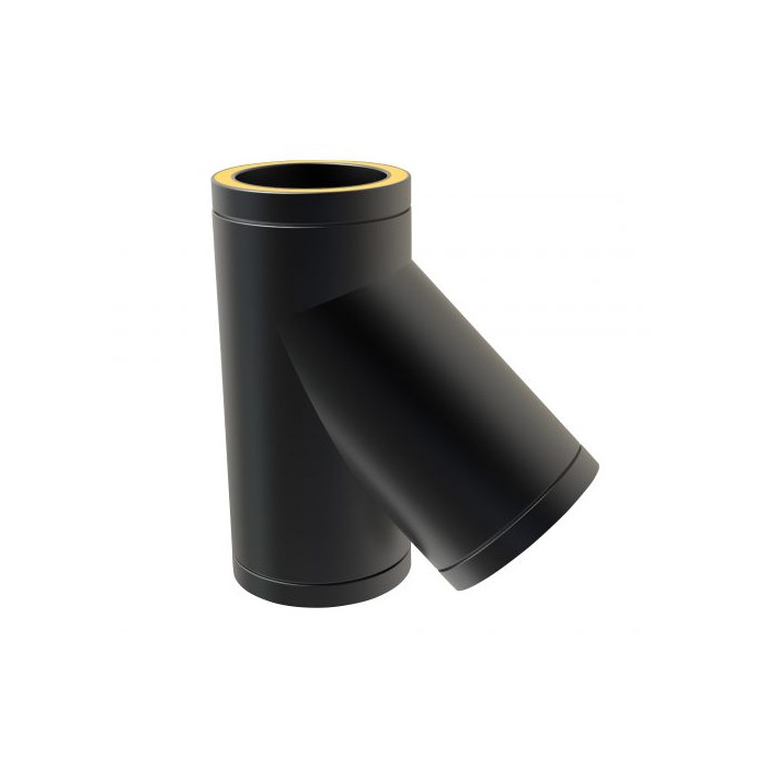 T-stuk Ø125 mm 135° voor rookkanaal dubbelwandig RVS-304 zwart gecoat main product photo