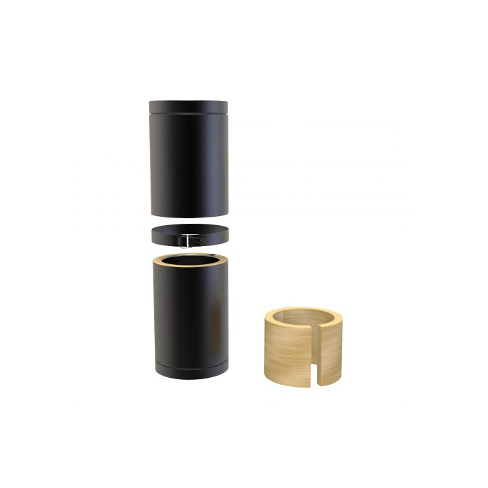 Paspijp Ø150 mm 350 tot 500 mm voor rookkanaal dubbelwandig RVS-304 zwart gecoat main product photo