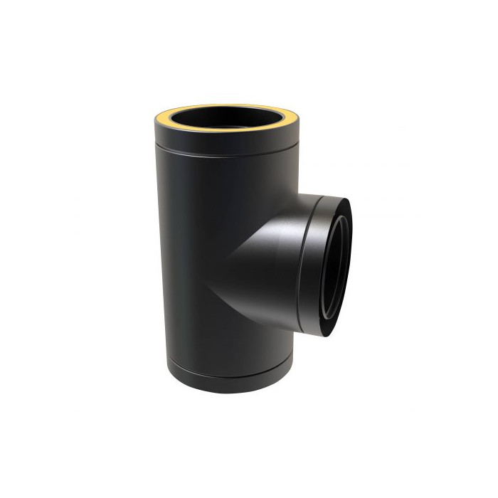 T-stuk Ø150 mm T-stuk 90° voor rookkanaal dubbelwandig RVS-304 zwart gecoat main product photo