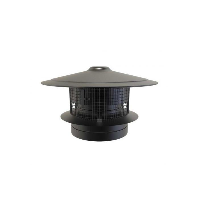 Trekkap Ø175 mm met gaas voor rookkanaal dubbelwandig RVS-304 zwart gecoat main product photo
