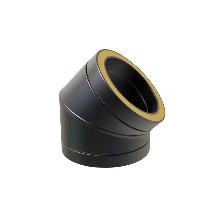 Bocht Ø200 mm 45° voor rookkanaal dubbelwandig RVS-304 zwart gecoat main product photo