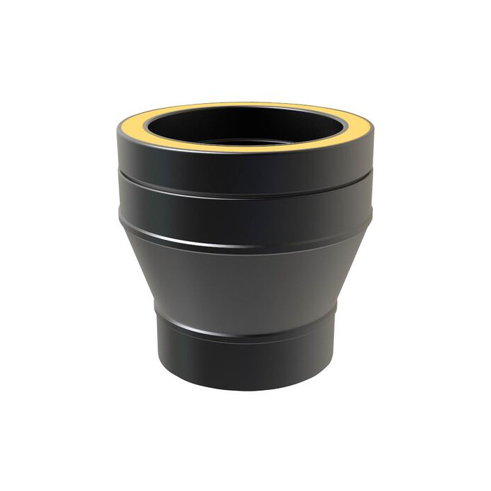 Onderaansluitstuk Ø200 mm voor rookkanaal dubbelwandig RVS-304 zwart gecoat main product photo