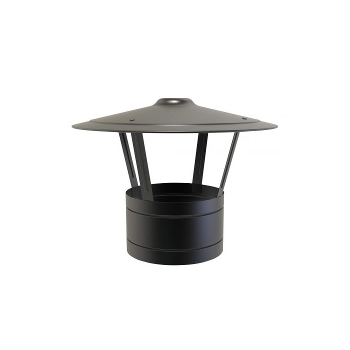 Regenkap Ø200 mm voor rookkanaal dubbelwandig RVS-304 zwart gecoat main product photo