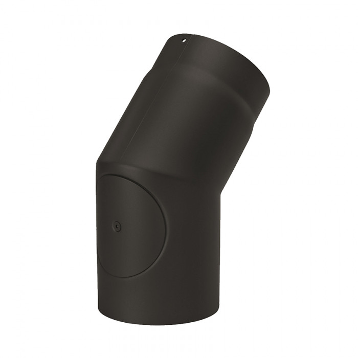 Bocht Ø150 mm 45° met deur voor rookkanaal enkelwandig staal zwart main product photo