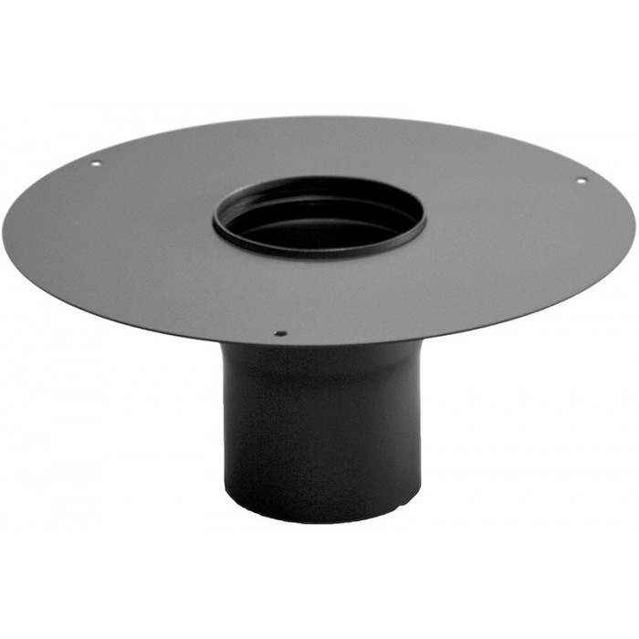 Afdekplaat Ø180 mm + nisbus voor rookkanaal enkelwandig staal zwart main product photo