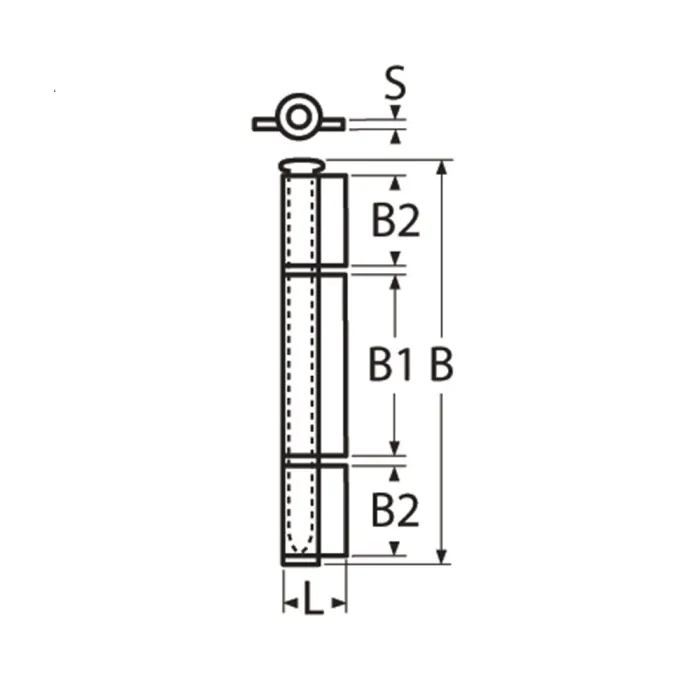 Anschweißscharnier 140 Mm Edelstahl - 3-teiliges Scharnier Mit Herausnehmbarem Bolzen A2