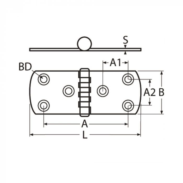Scharnier 85 x 30 mm Edelstahl-316 (A4) main product photo