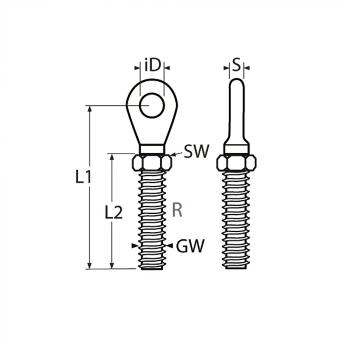 Auge mit Rechtsgewinde M4 Auge 4,5 mm inkl. Mutter Edelstahl-316 (A4) main product photo