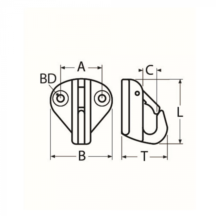 Fenderhaken mit Schnappsicherung 36 x 34 mm Edelstahl-316 (A4) main product photo