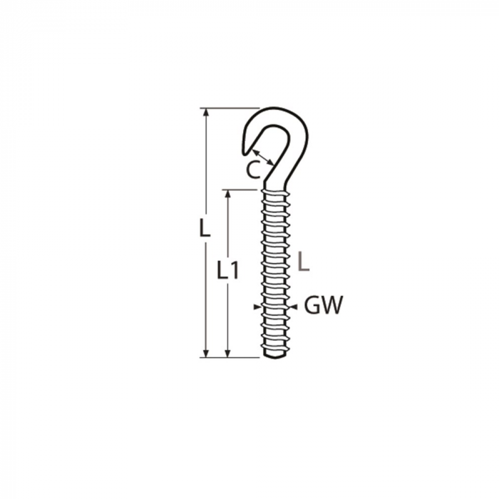 Hakenschraube mit Linksgewinde M12L Edelstahl-316 (A4) main product photo