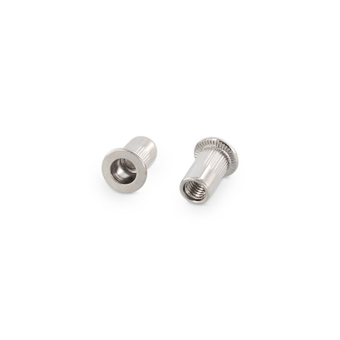 Flako-Einnietmuttern, Rundschaft offen, gerändelt Art. 1025 A4 M4X10 (250 Stück) main product photo
