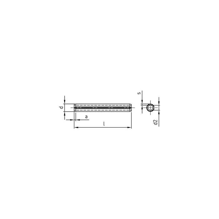 Spannhülse DIN 1481 / ISO 8752, 6x50, Edelstahl A2 Werkstoff:Edelstahl A2 Nenn :6mm L:50mm D1*:6,4
