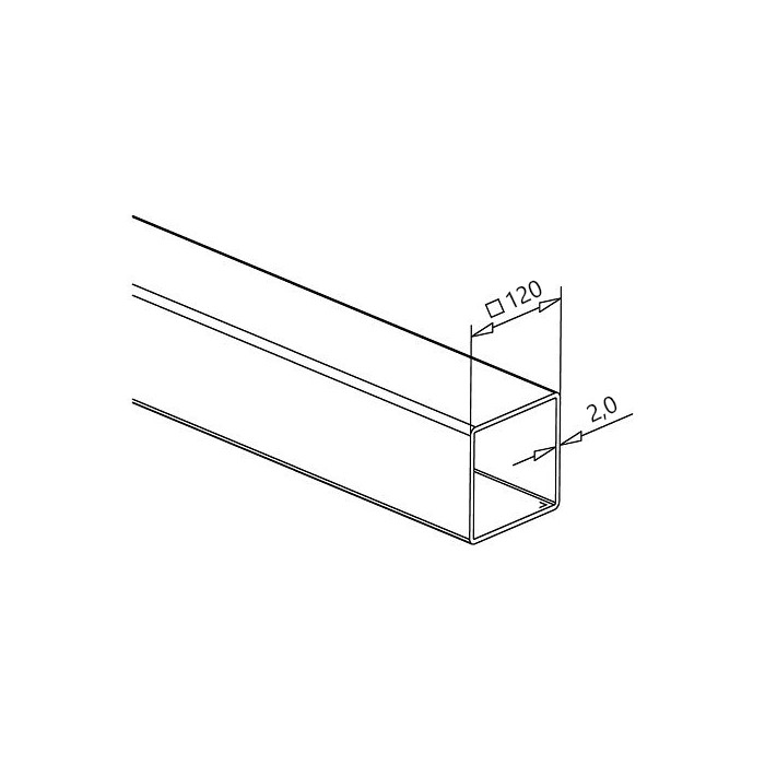 Edelstahlrohr 120 x 120 x 2 mm Edelstahl 304 unbearbeitet main product photo