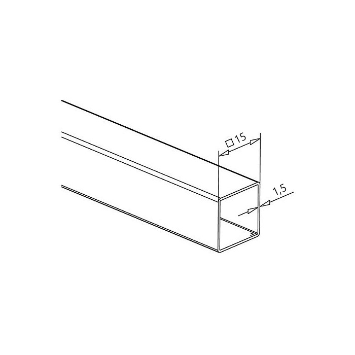 Edelstahlrohr 15 x 15 x 1,5 mm Edelstahl 304 K320 geschliffen main product photo