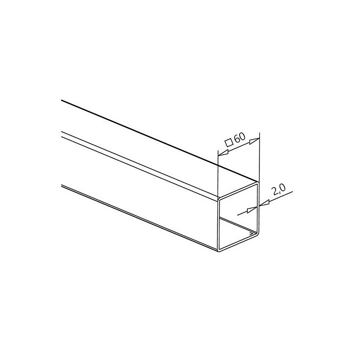 Edelstahlrohr 60 x 60 x 2 mm Edelstahl 304 unbearbeitet main product photo