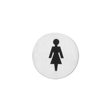 Intersteel Piktogramm Damentoilette selbstklebend rund Edelstahl gebürstet